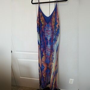 Lulu's Vibrant Blue and Orange Maxi Dress